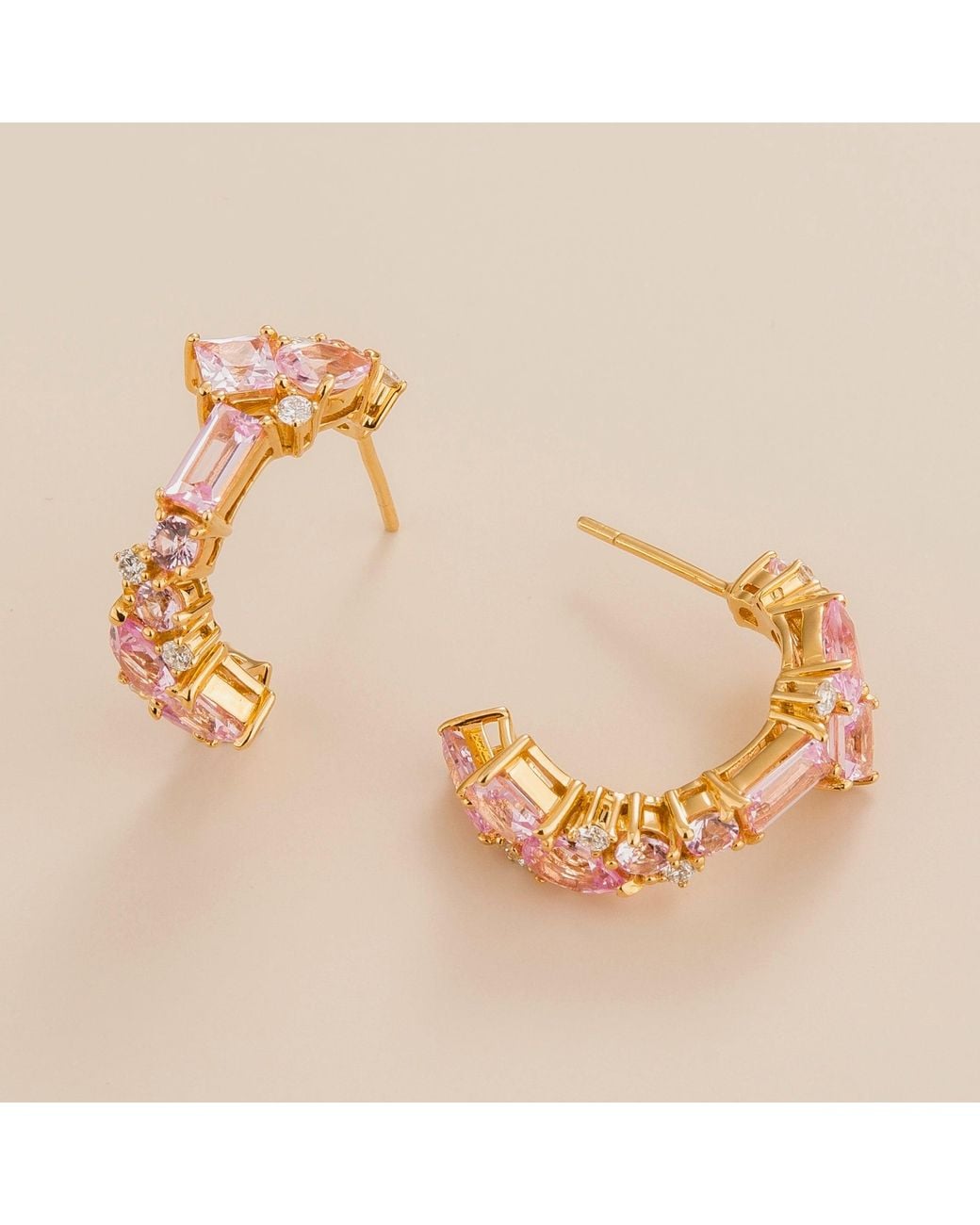 Juvetti Metallic Sapphires And Diamonds Medium Hoop Lanna Earrings