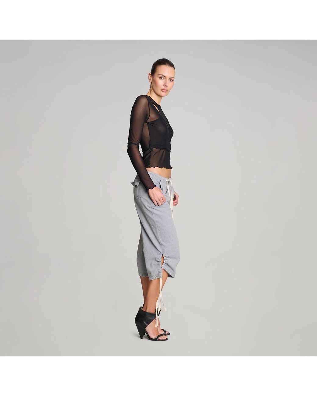 Love and Nostalgia Black Wrap It Up Mesh Top
