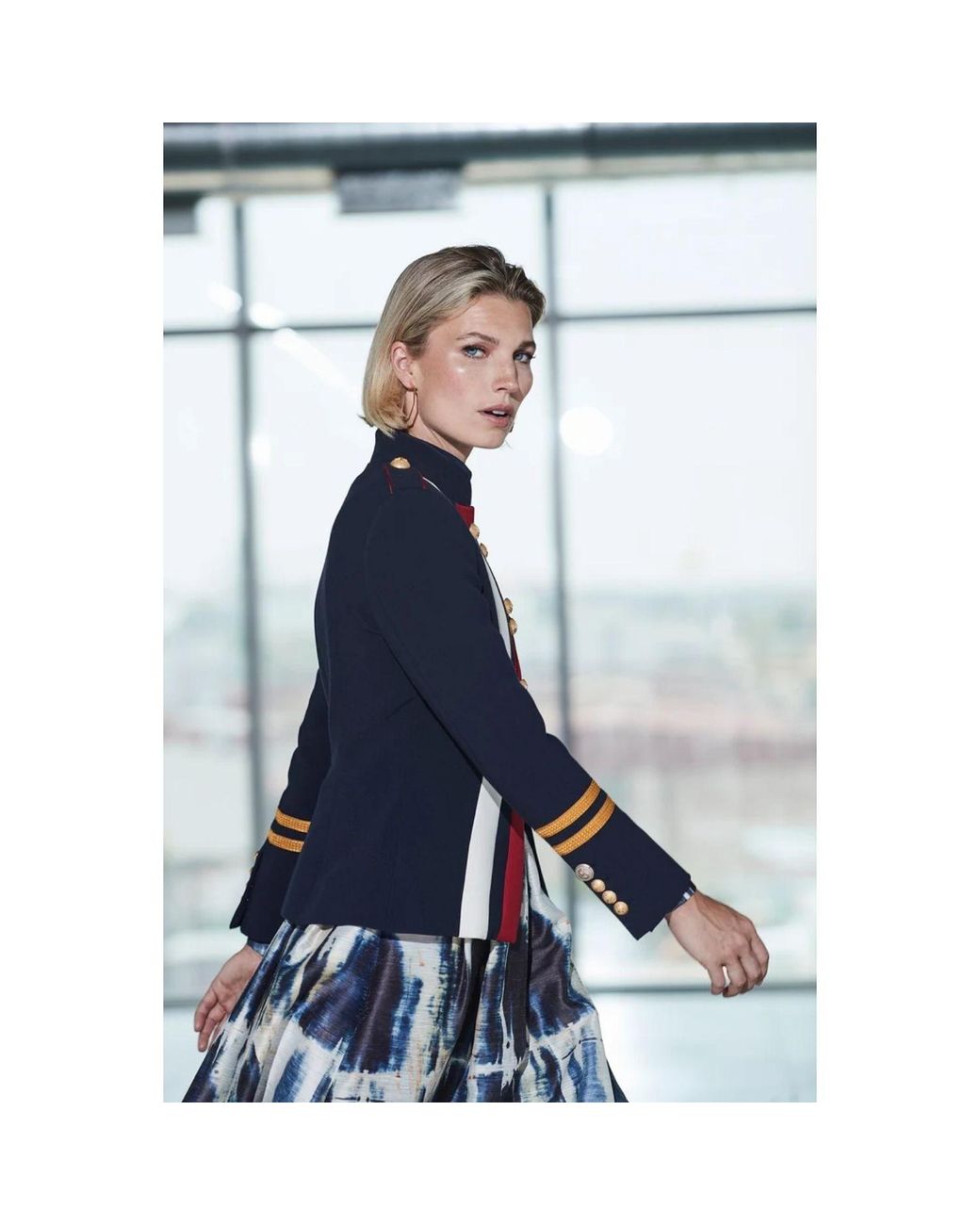 The Extreme Collection Blue Military Jacket With Epaulets And Buttons Claudia London