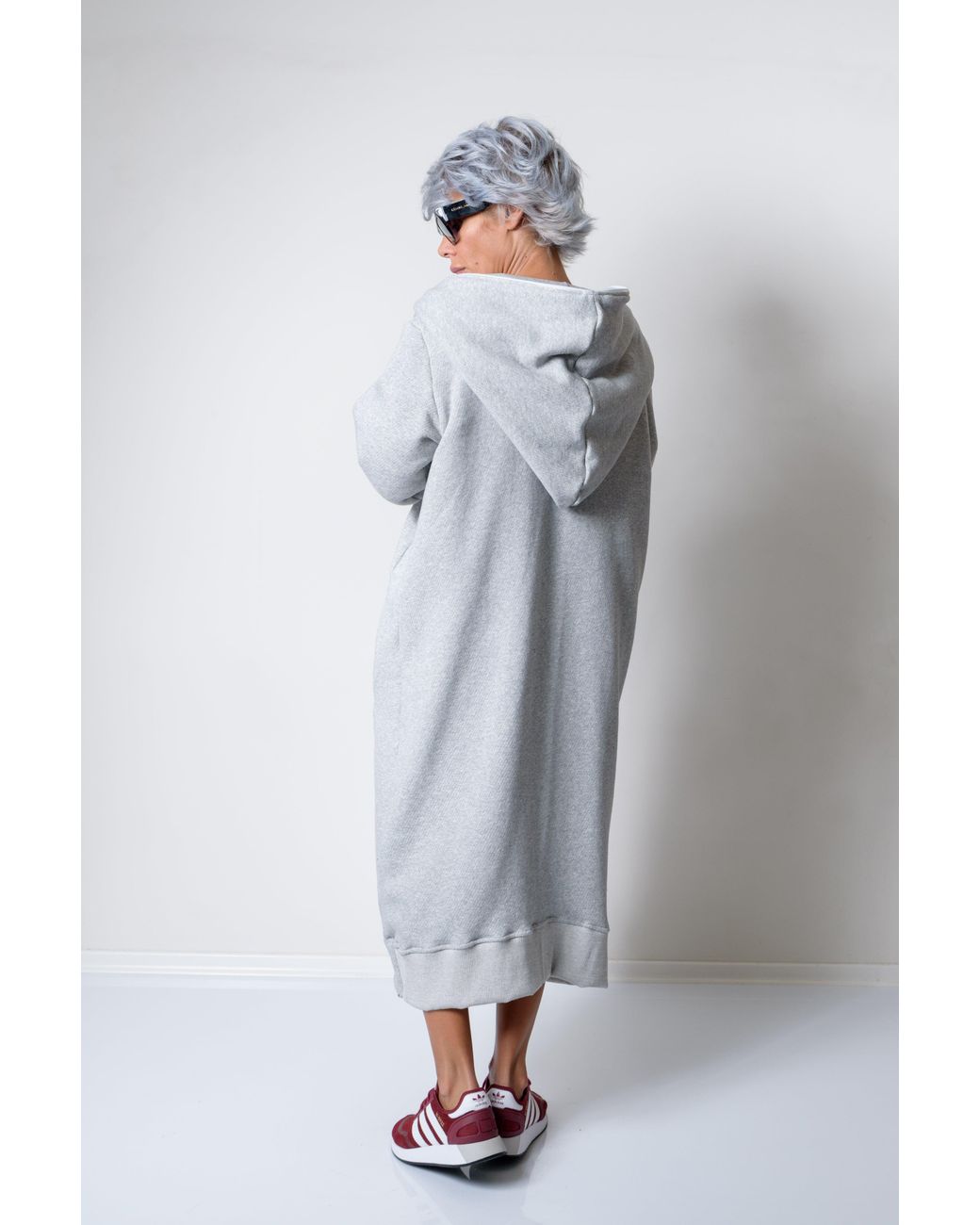 Clothes by Locker Room Gray Long Oversized Asymmetrical Casual Hoodie Sweatshirt