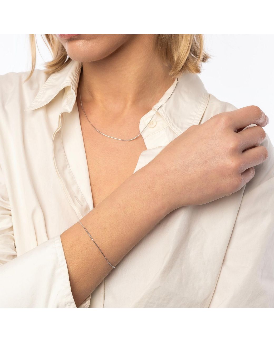 Spero London Metallic Beaded Satellite Sterling Chain Necklace Layering Set