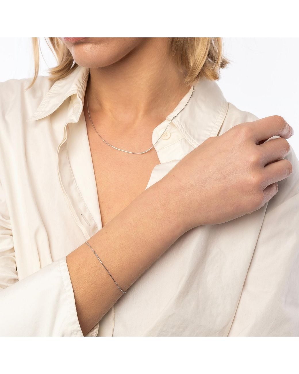 Spero London White Sterling Beaded Satellite Bracelet Layering Set