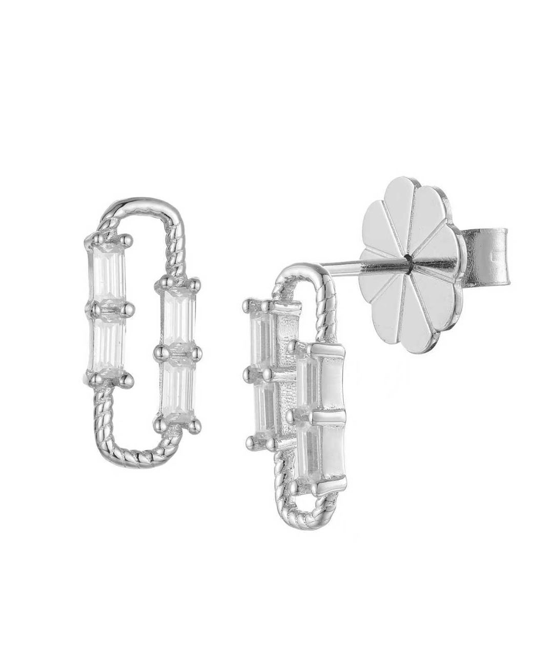 Lioness by Tf Metallic Rina Earrings Solid Sterling, Rhodium-Plated