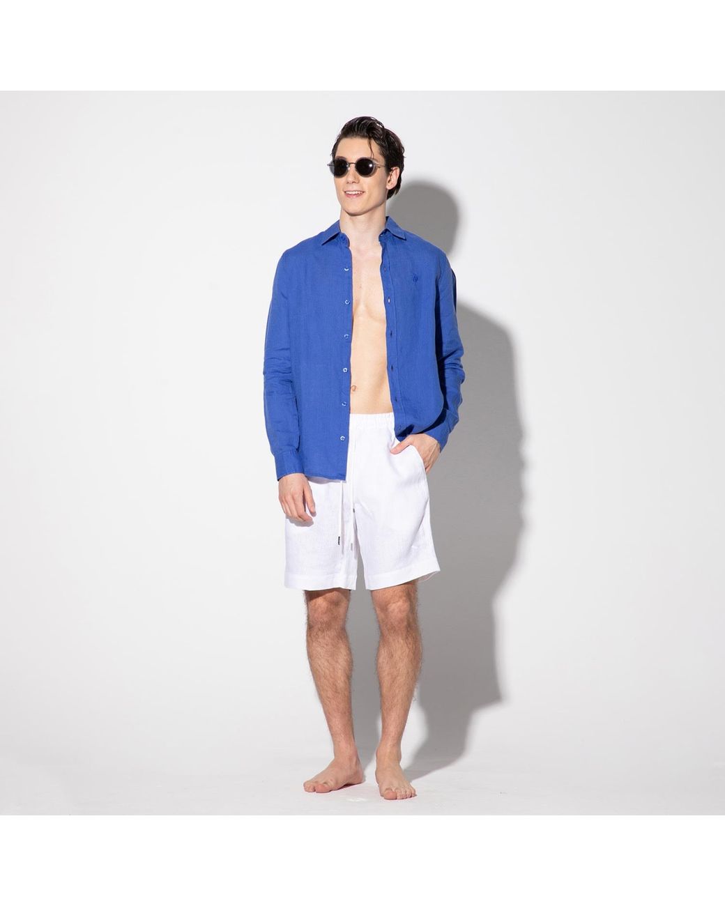 Maison Tangerine White Linen Shorts For for men
