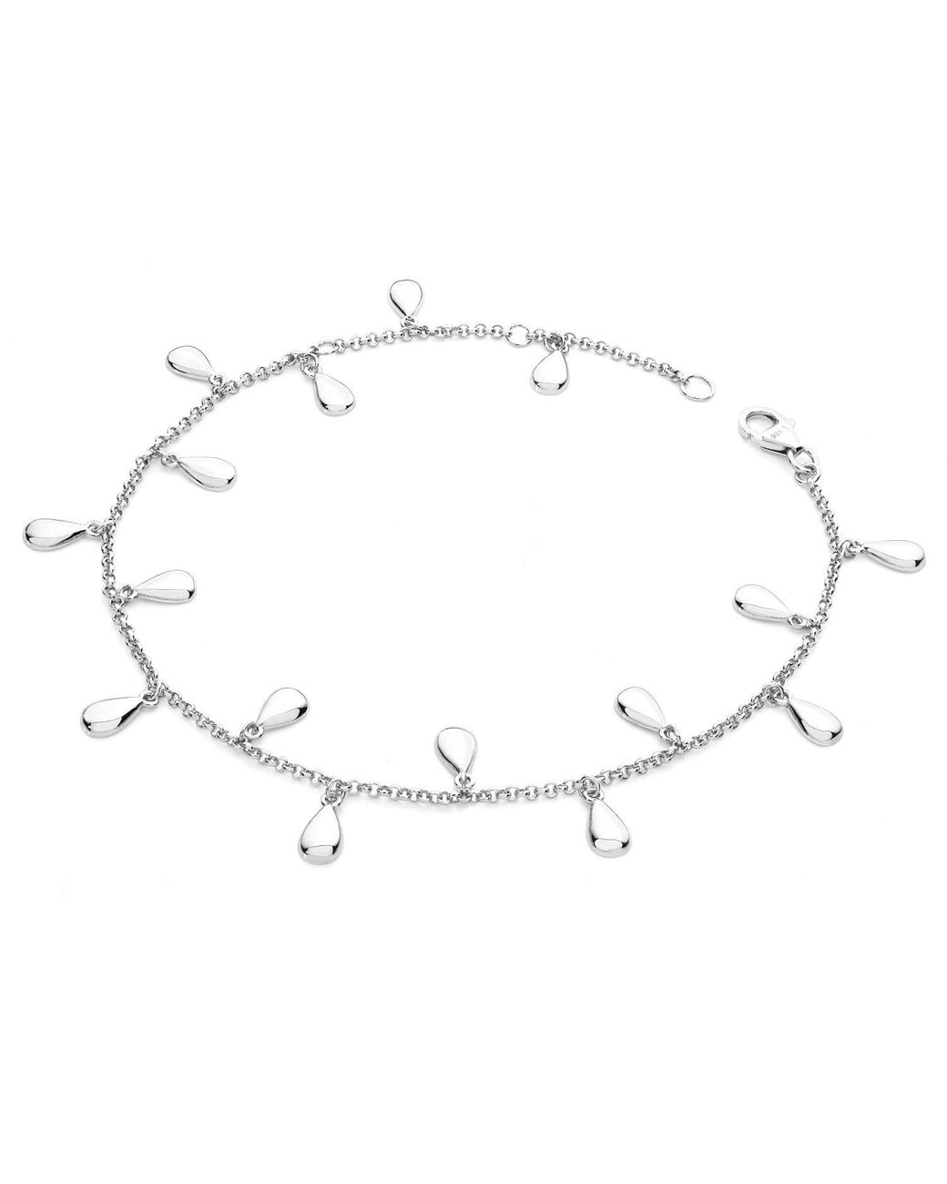Lucy Quartermaine Metallic Solid Sterling Tear Drop Anklet