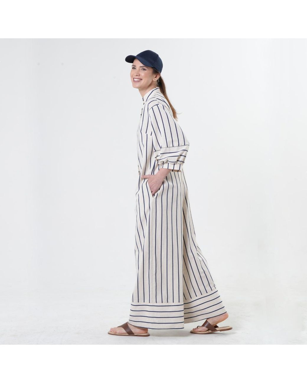 Metamorph White Maxi Jumpsuit Оn Stripes
