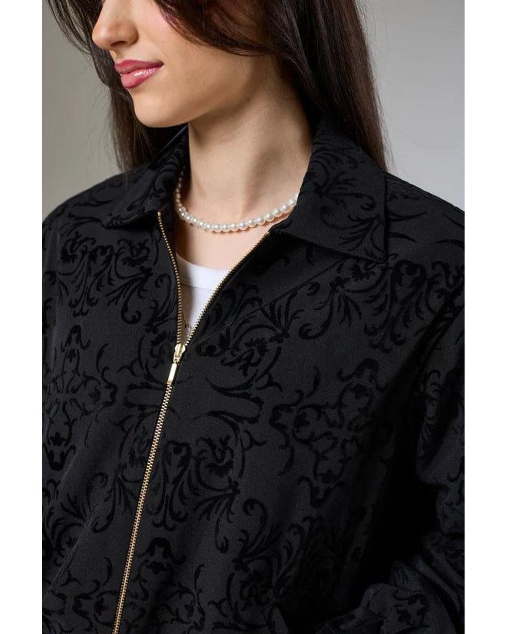 Lioness by Tf Black Vintage Velvet Bomber Jacket