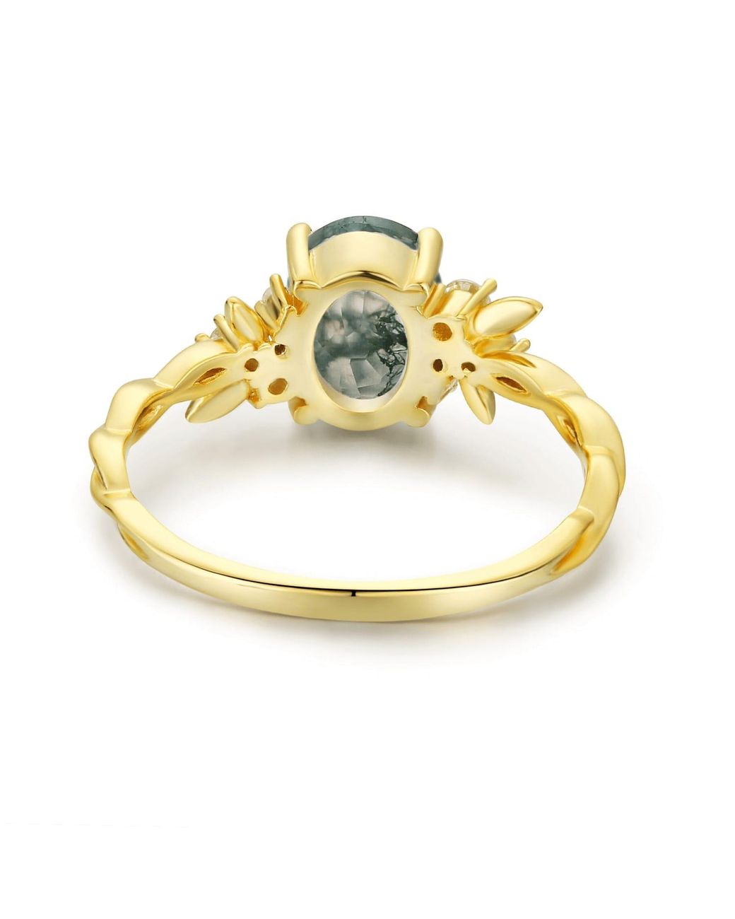 Azura Jewelry New York Metallic Enchanted Garden Moss Agate Ring Vermeil