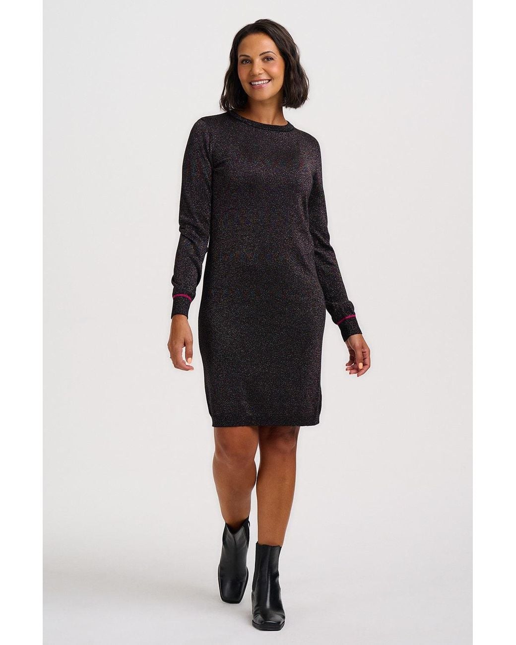 Sugarhill Black Kyra Sparkly Knitted Short Dress