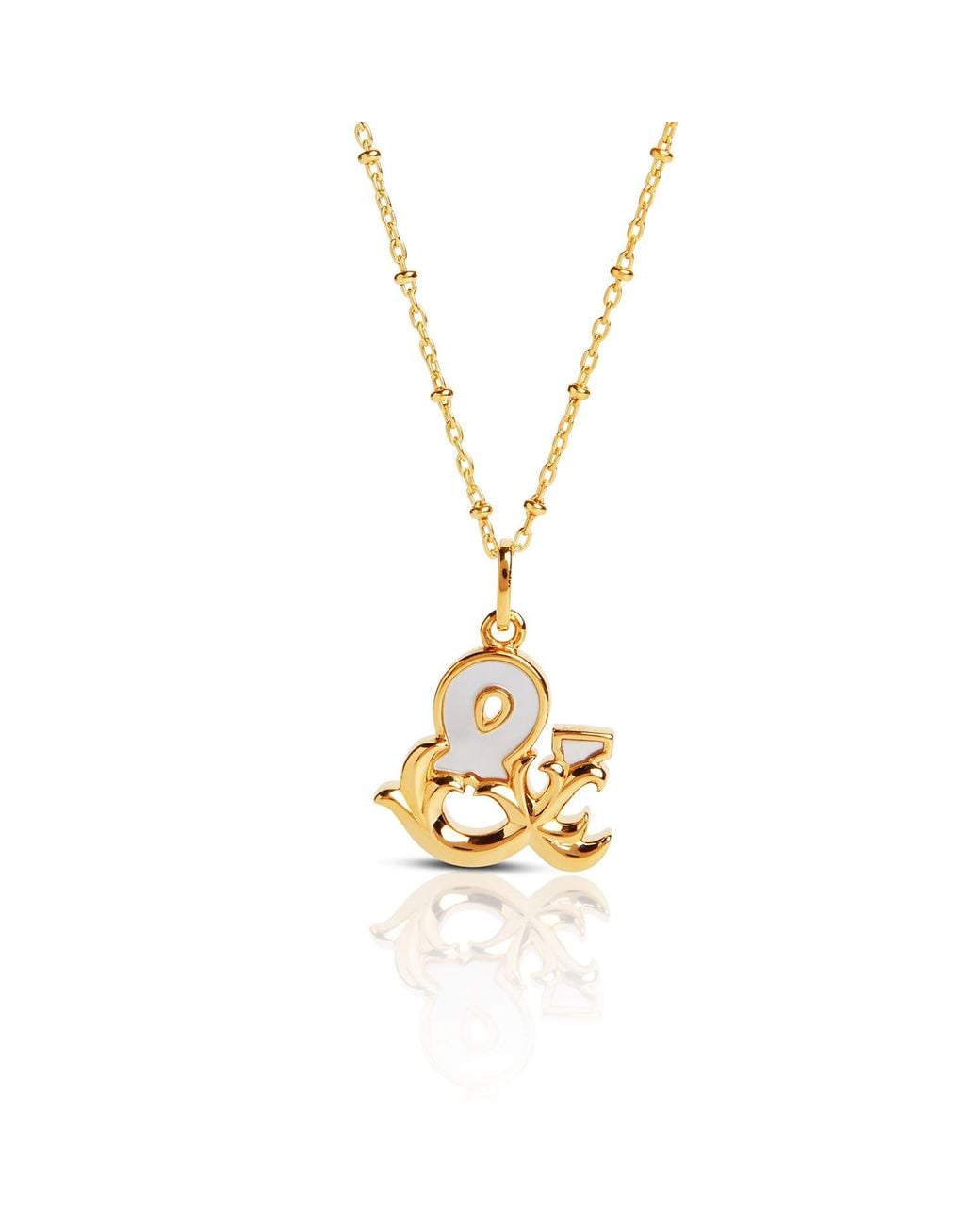 Kasun Metallic Plated & Initial Necklace With Mother Of Pearl