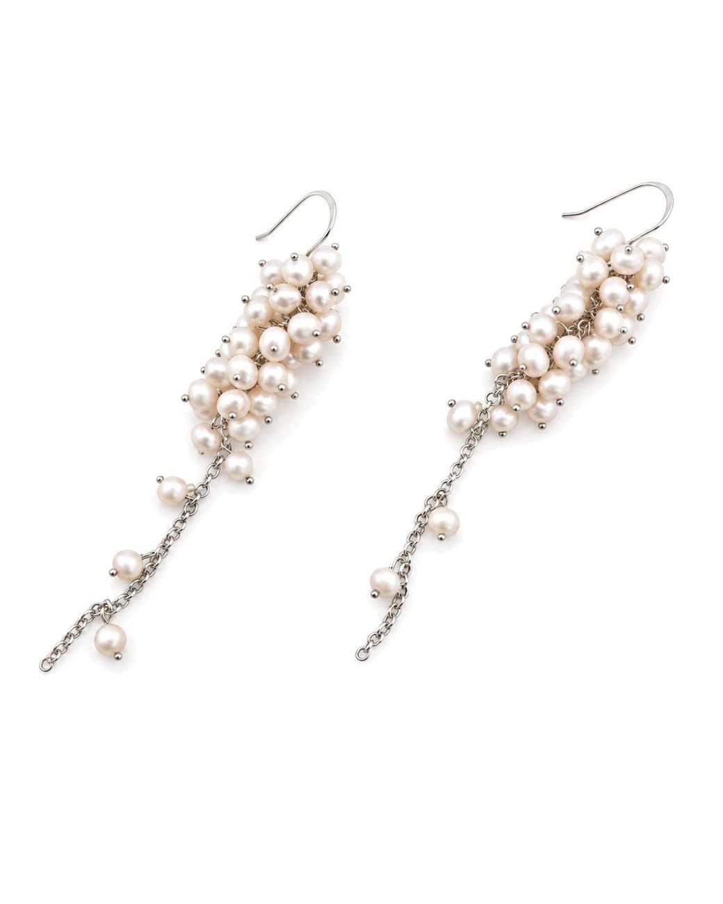 Lalinde White Cascading Pearl Earrings