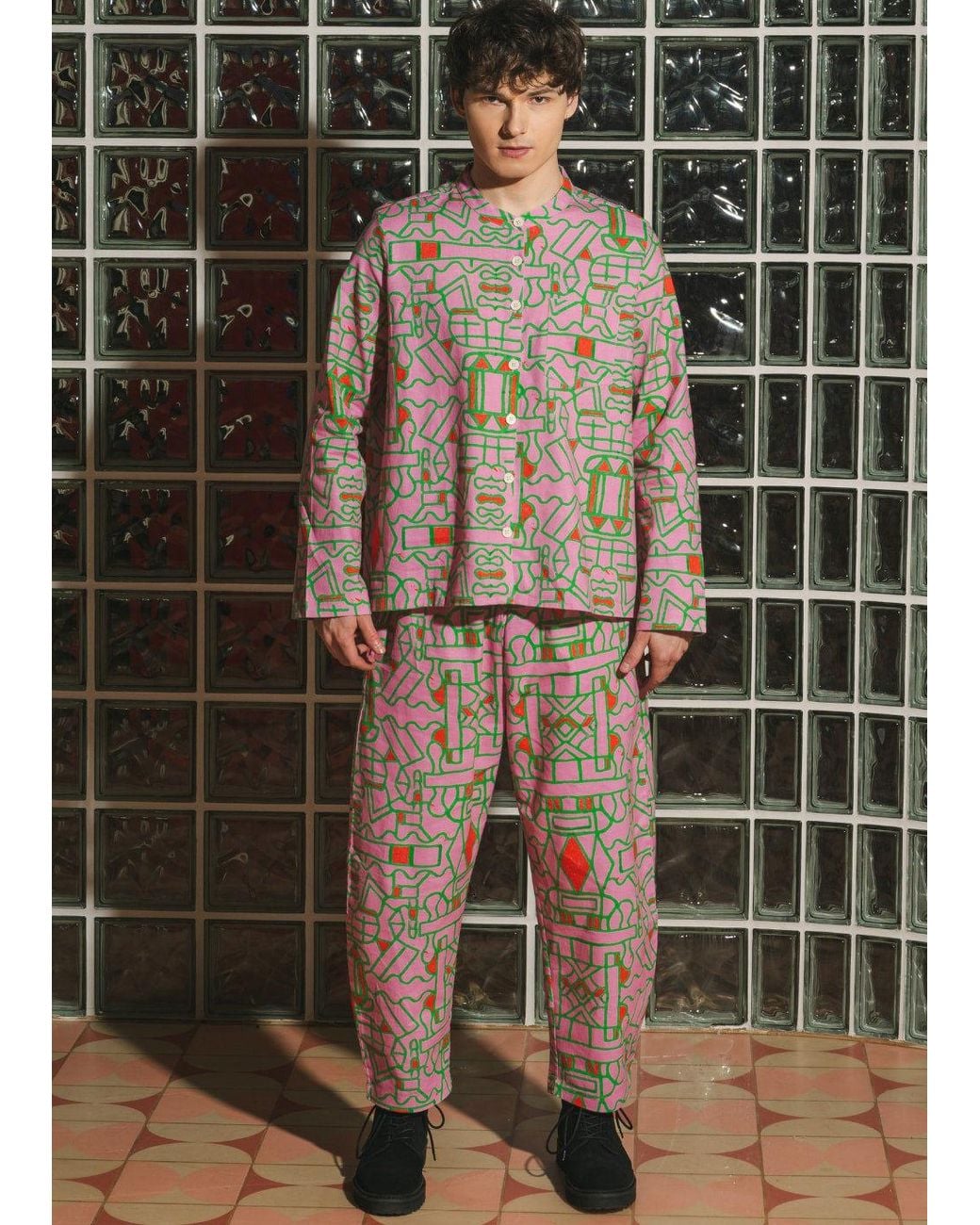 Wild Clouds Multicolor Organic Cotton & Linen Shirt