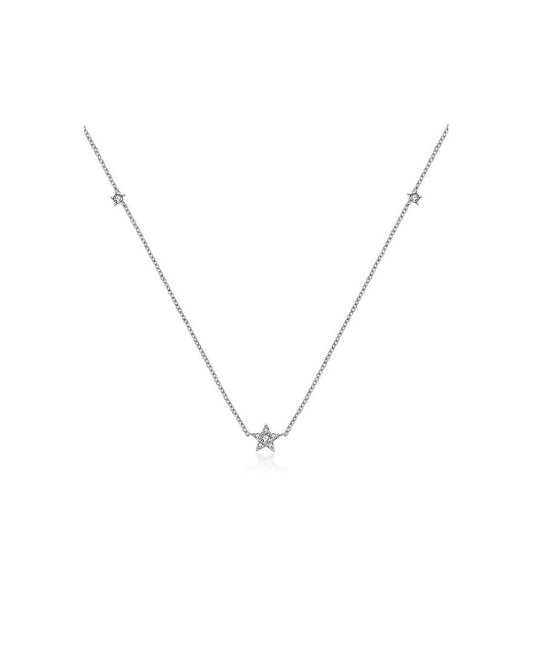 Genevieve Collection Metallic 18K Triple Star Shape Diamond Necklace Choker