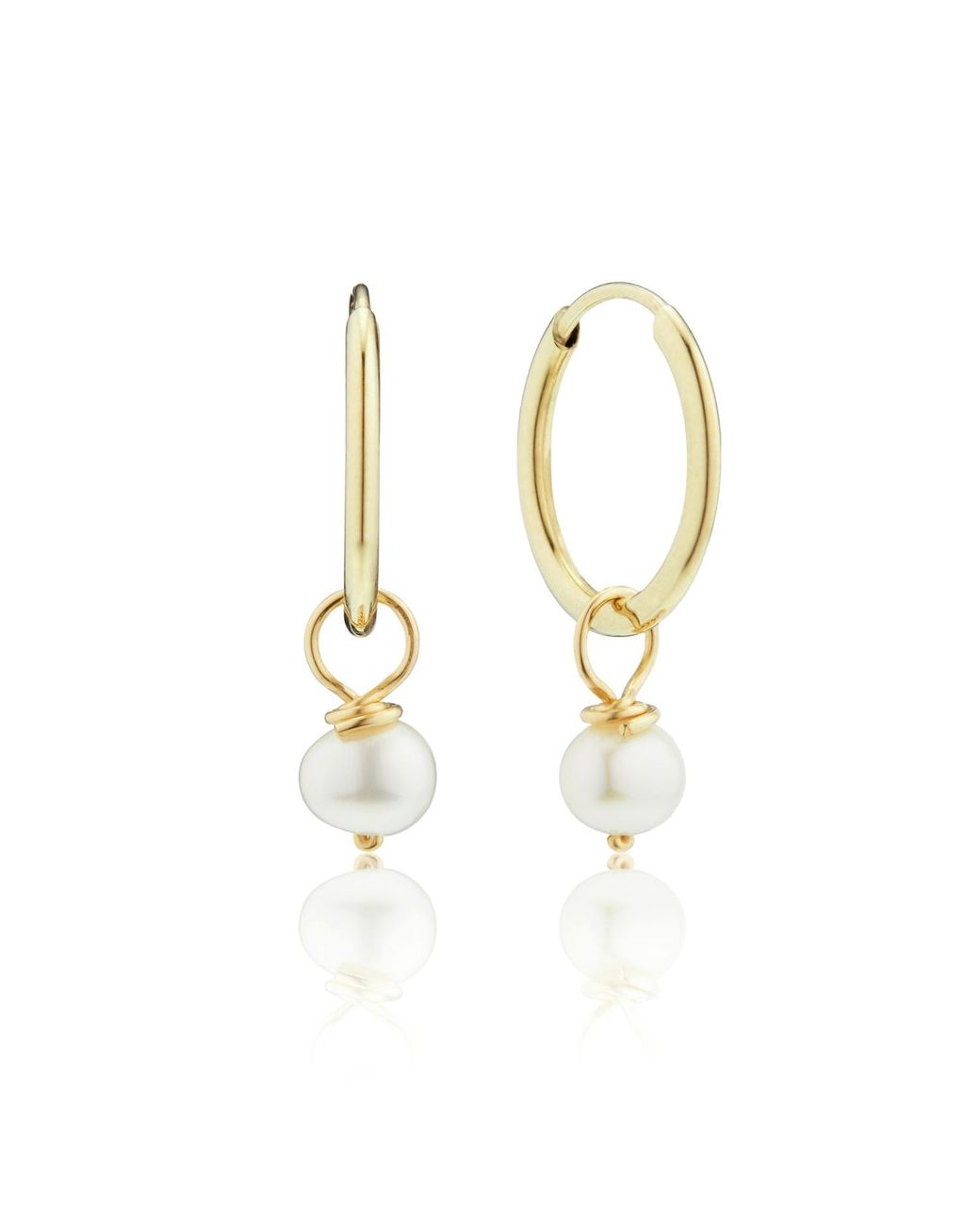 Lily & Roo Metallic Small Pearl Drop Hoop Earrings