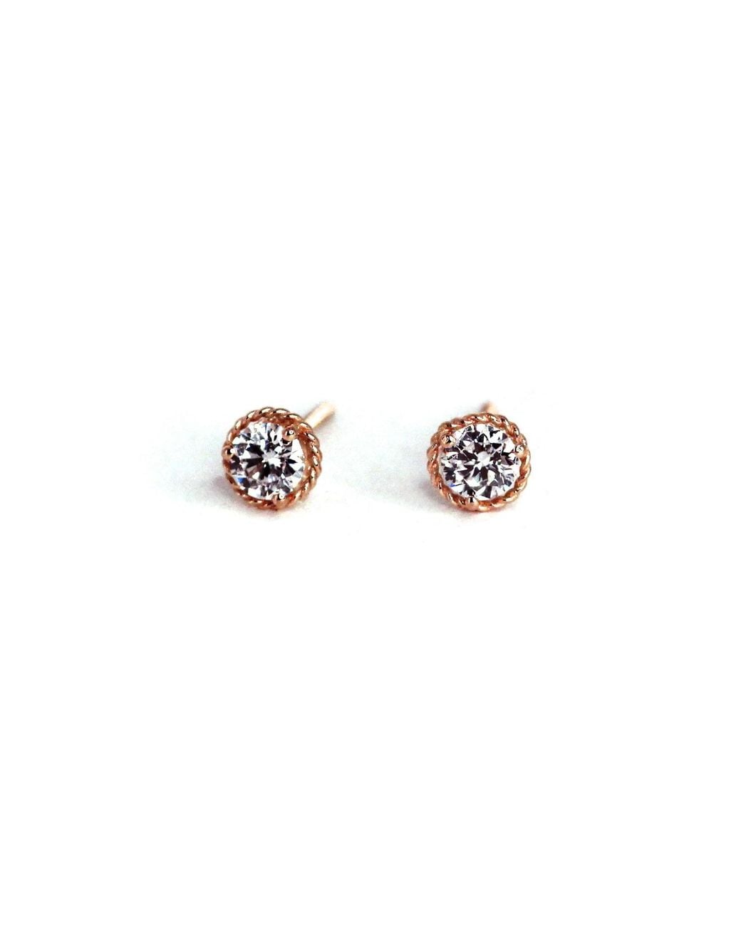 VicStoneNYC Fine Jewelry White Antique Lab Diamond Stud Earrings