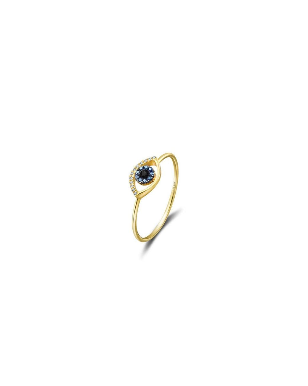 Genevieve Collection Metallic 18K Evil Eye Sapphire Diamond Ring