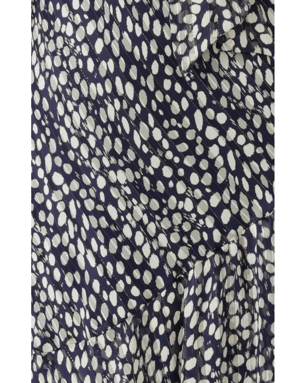SACHA DRAKE Gray Cloudland Lurex Chiffon Wrap Midi Dress