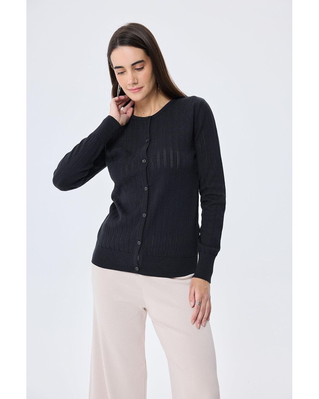 Peraluna Blue Celine Openwork Knit Cardigan