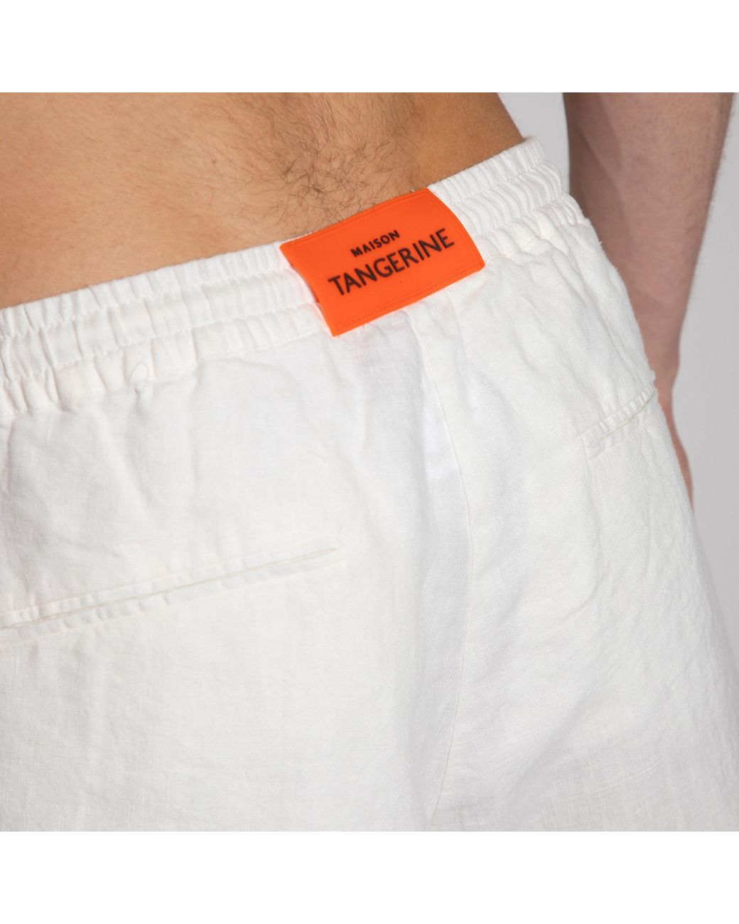 Maison Tangerine White Linen Long Pants For for men