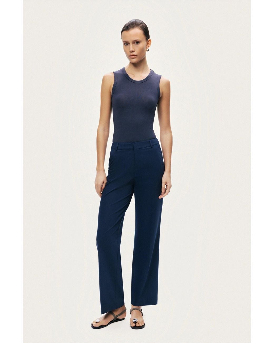 Nocturne Blue Tailored Straight-Leg Pants