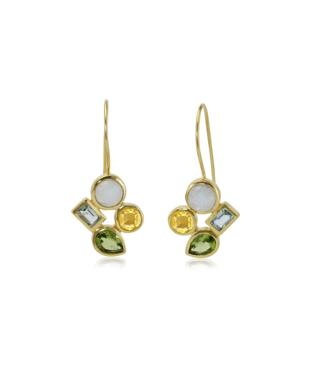 Isla Silver Metallic Citrine, Peridot, Topaz & Moonstone Drop Earrings