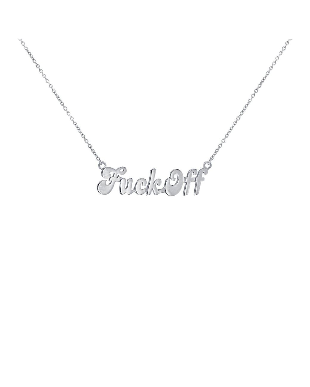 True Rocks Metallic Fuck Off Statement Necklace Sterling for men