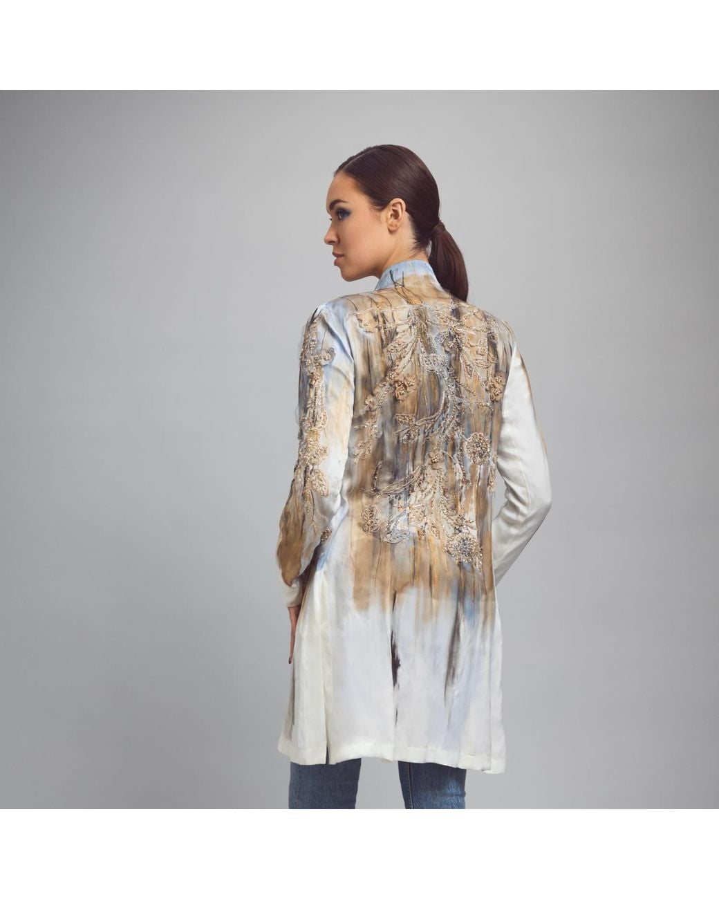 Saniya Khan Gray Neutrals Princess Line Jacket