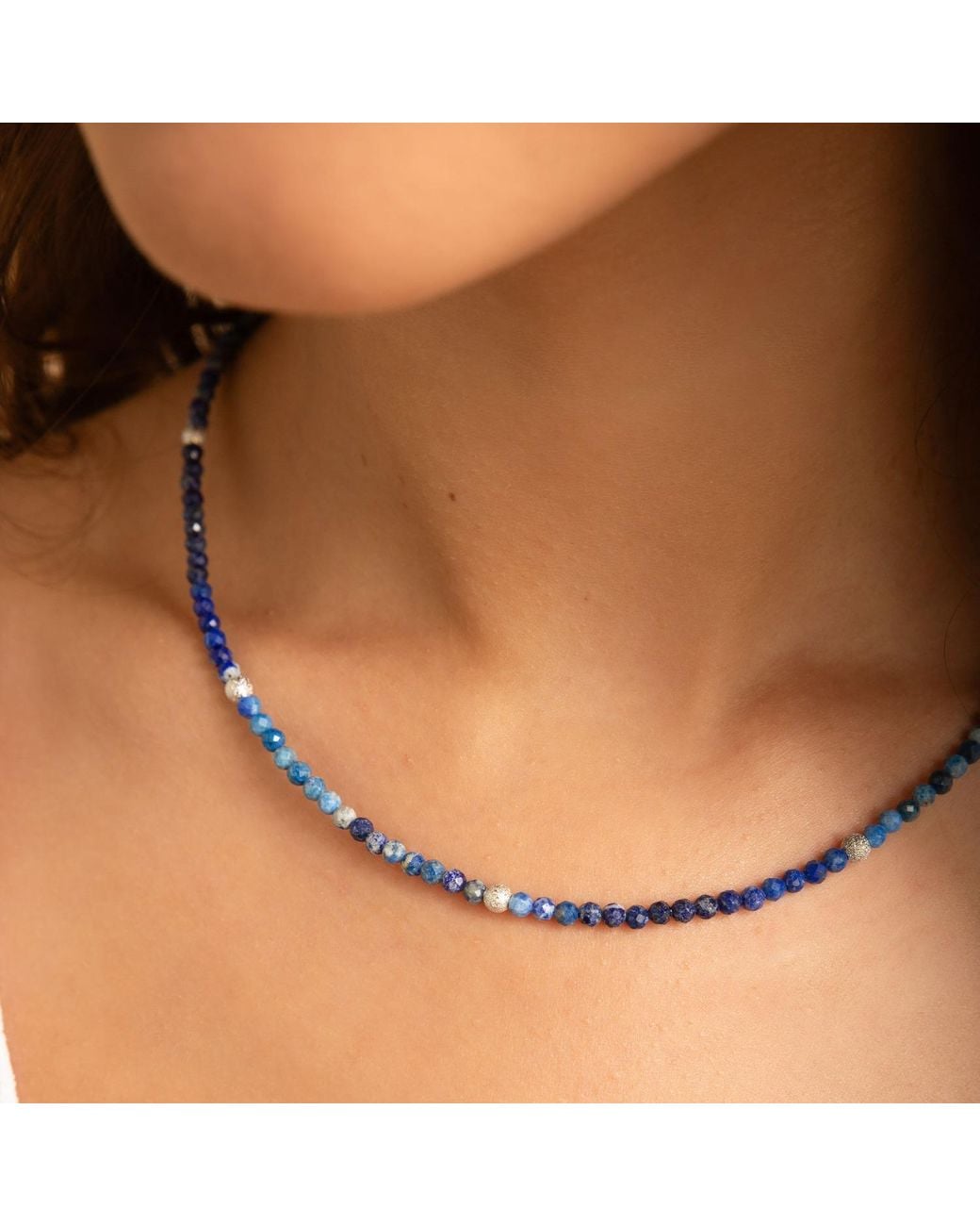 Seven Saints Blue Oracle Of The Deep, Lapis Lazuli Choker Necklace, Rhodium