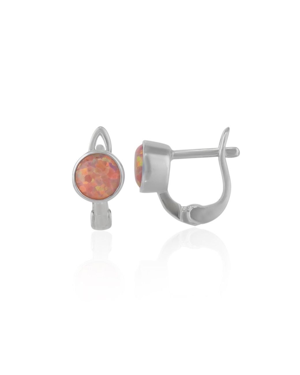 Spero London White Sterling High Quality Round Opal Earrings