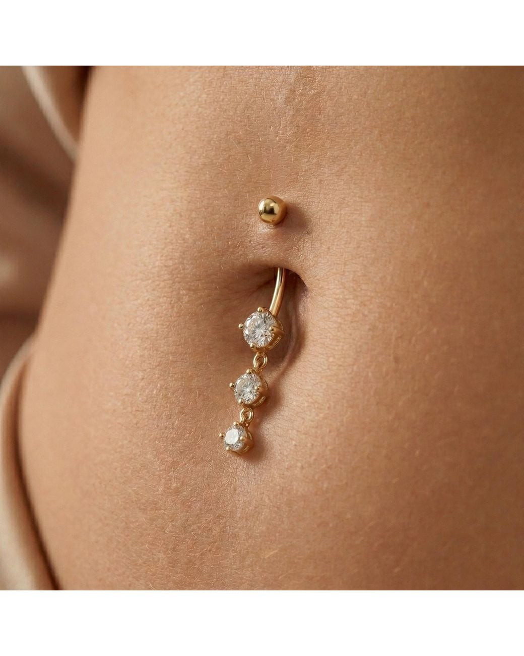 Zahav Jewelry Metallic 10K Solid 14G Cz Dangle Belly Button Ring