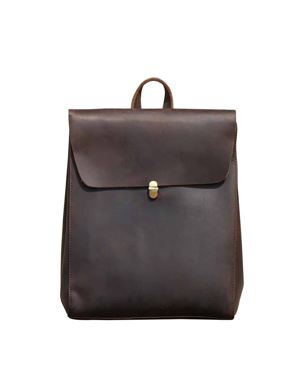 Touri Brown Handmade Worn Look Genuine Leather Slim Backpack