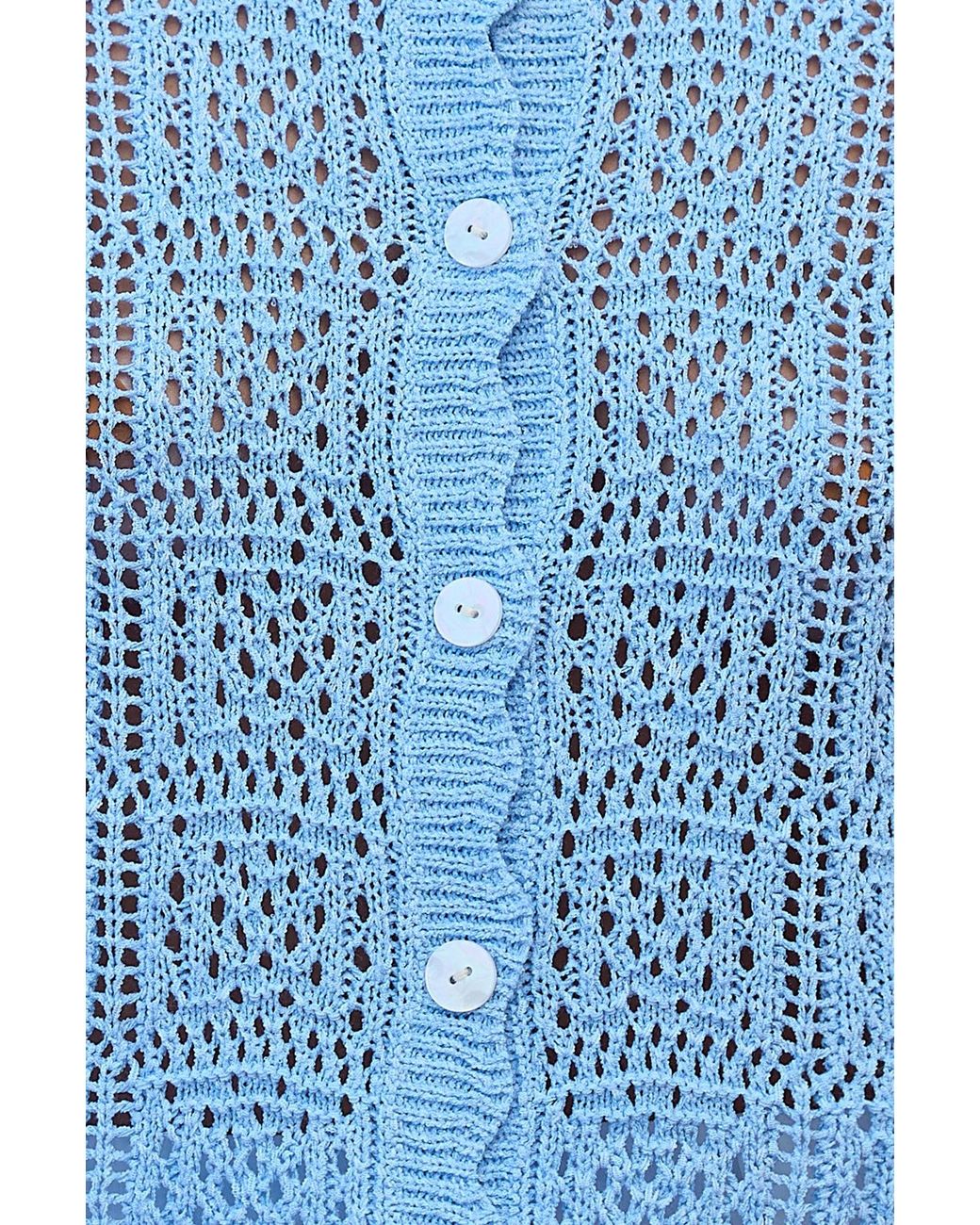 Yumi' Blue Crochet Short Sleeve Cardigan