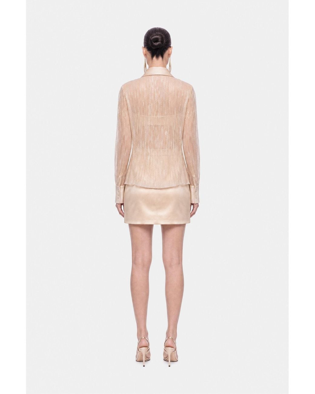 Nocturne White Sheer Metallic Thread Shirt