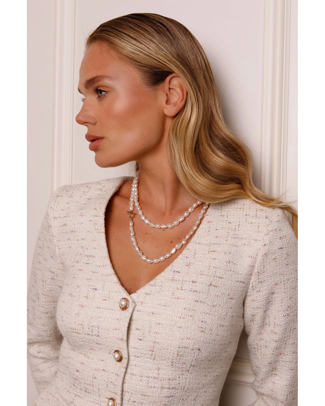 Katy Faye Metallic Chantal Pearl Necklace