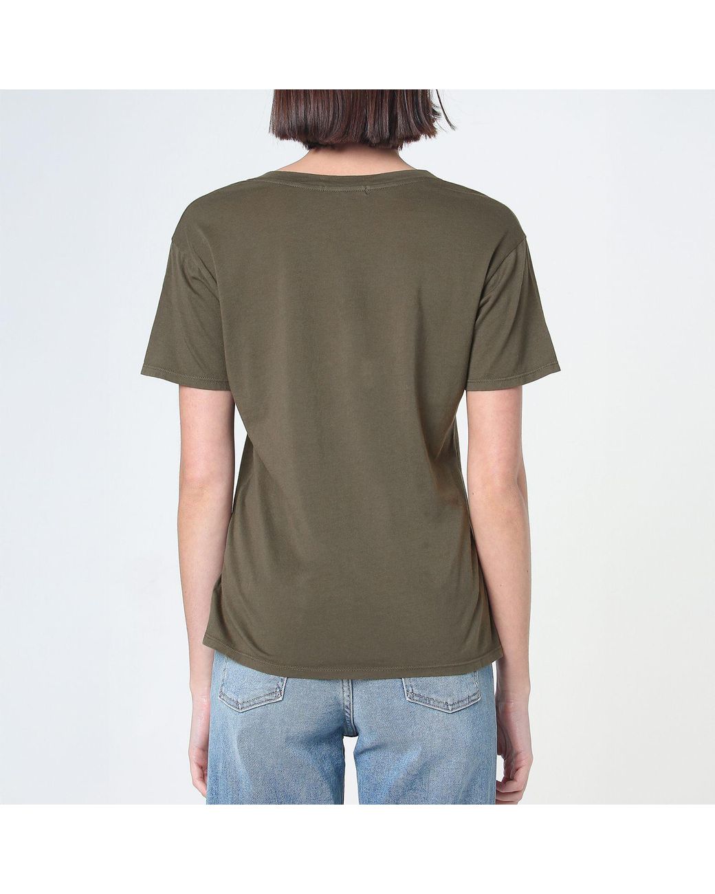 NOEND Green Supima Cotton Deep V Neck Tee