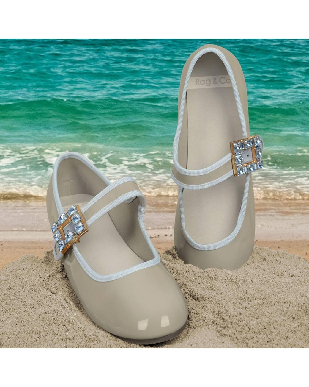 Rag & Co White Upstage Brooch Mary Jane Ballerinas
