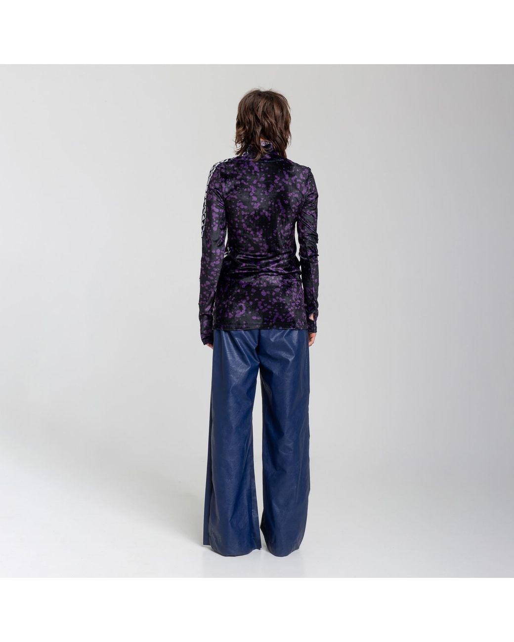ARTISTA Blue Message Printed Velvet Tunic