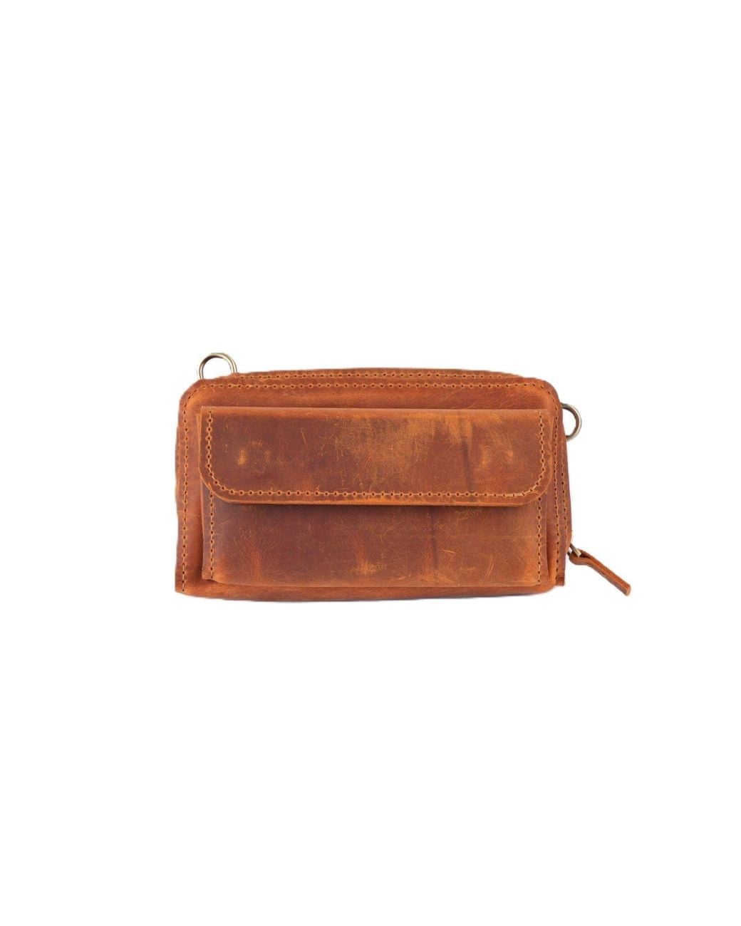 Springmoonatelier Brown Handmade Genuine Camel Leather Crossbody Bag