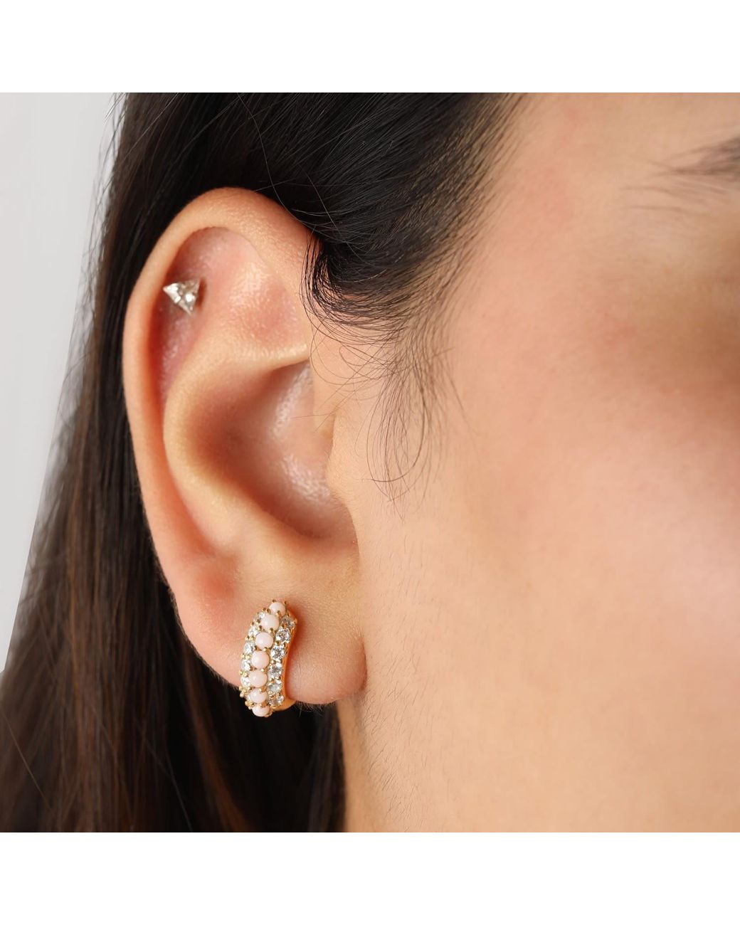 Preeti Sandhu Metallic Summer Sparkle Opal Vermeil Huggies