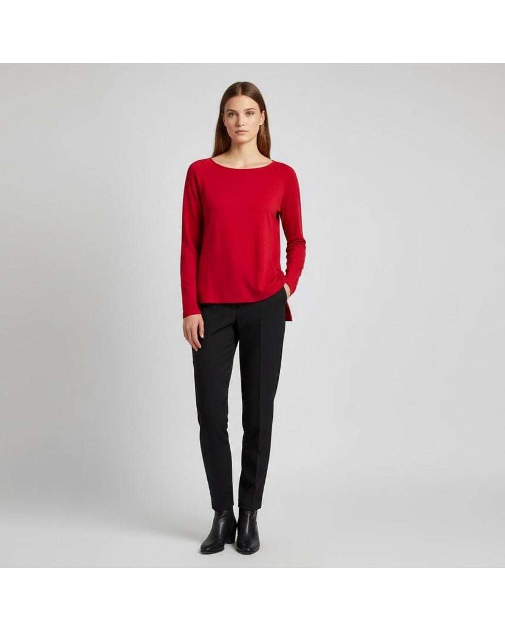 Conquista Long-Sleeve Top With Relaxed Fit & Layered Hem