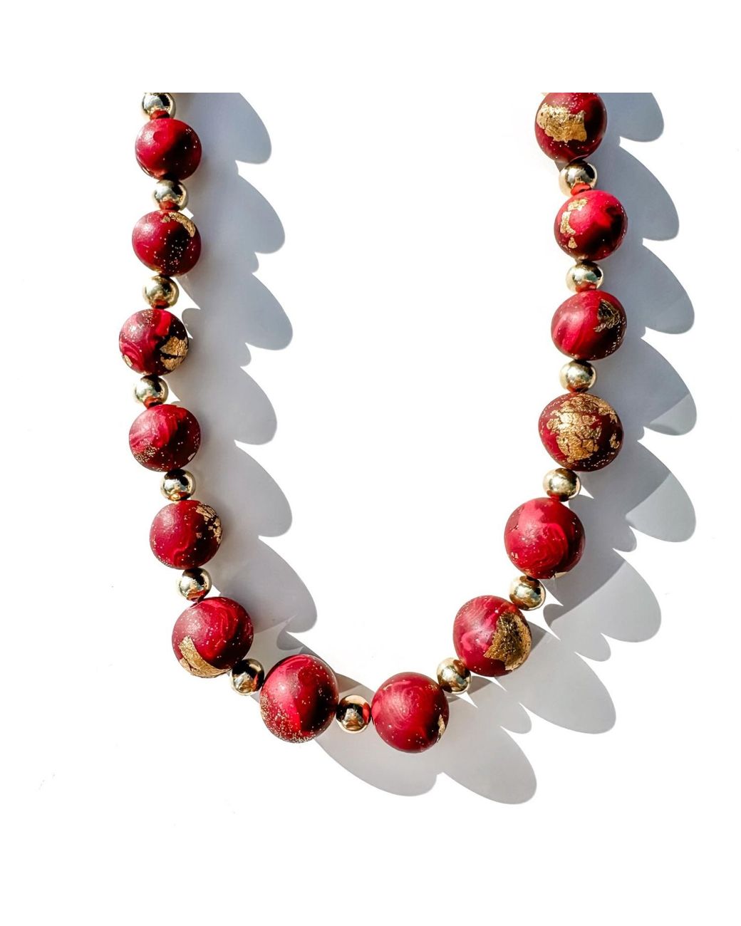 Babaloo Red Handrolled Bead Necklace