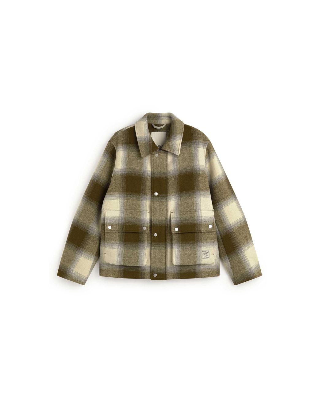 Thinking Mu Green Callum Oversized Checkered Wool Jacket for men