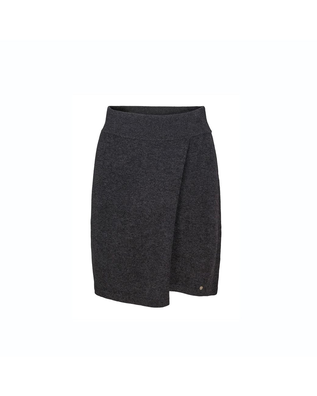 tirillm Gray Anette Merino Wool Skirt With Wrap Front, Charcoal Melange