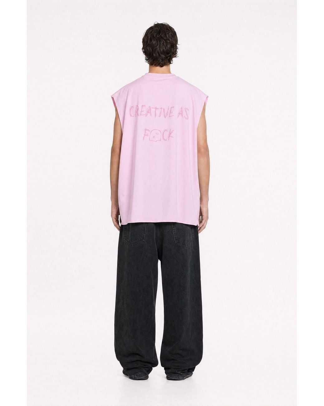 mysimplicated Pink Oversized Sleeveless Tee for men