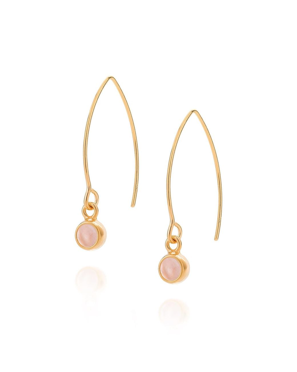 Nellou Jewellery Metallic Rose Quartz Gem Dot Arc Earrings