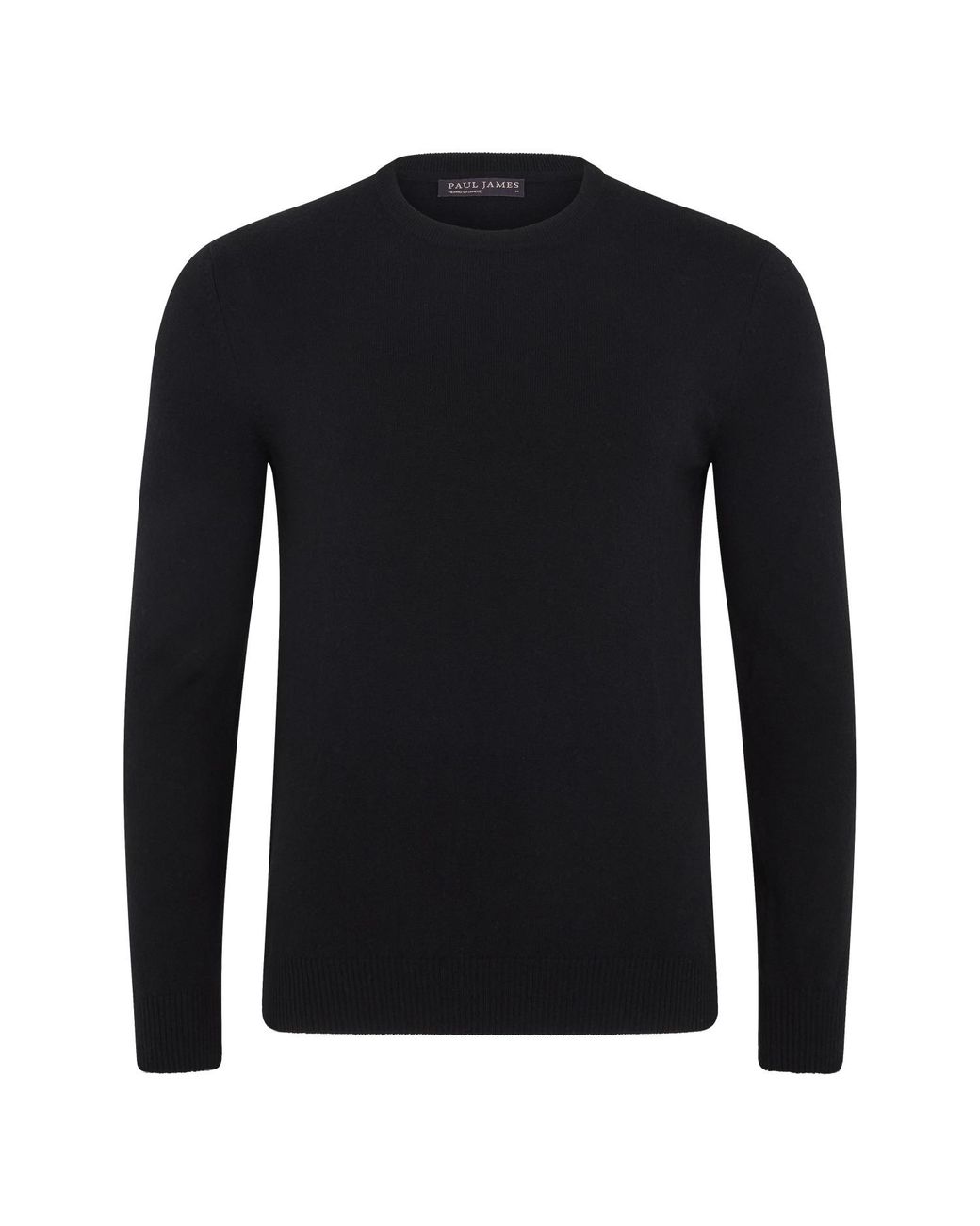 Paul James Knitwear Black Lightweight Merino Cashmere Marius Crew Neck Jumper for men