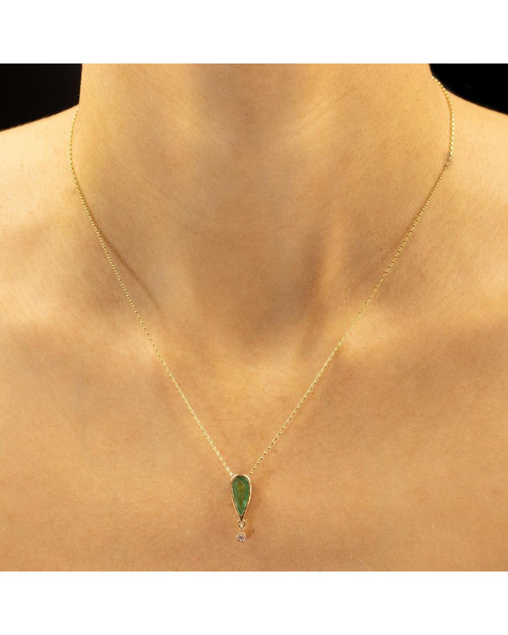 Gabriella Alicia Metallic Emerald And Diamond Pendant