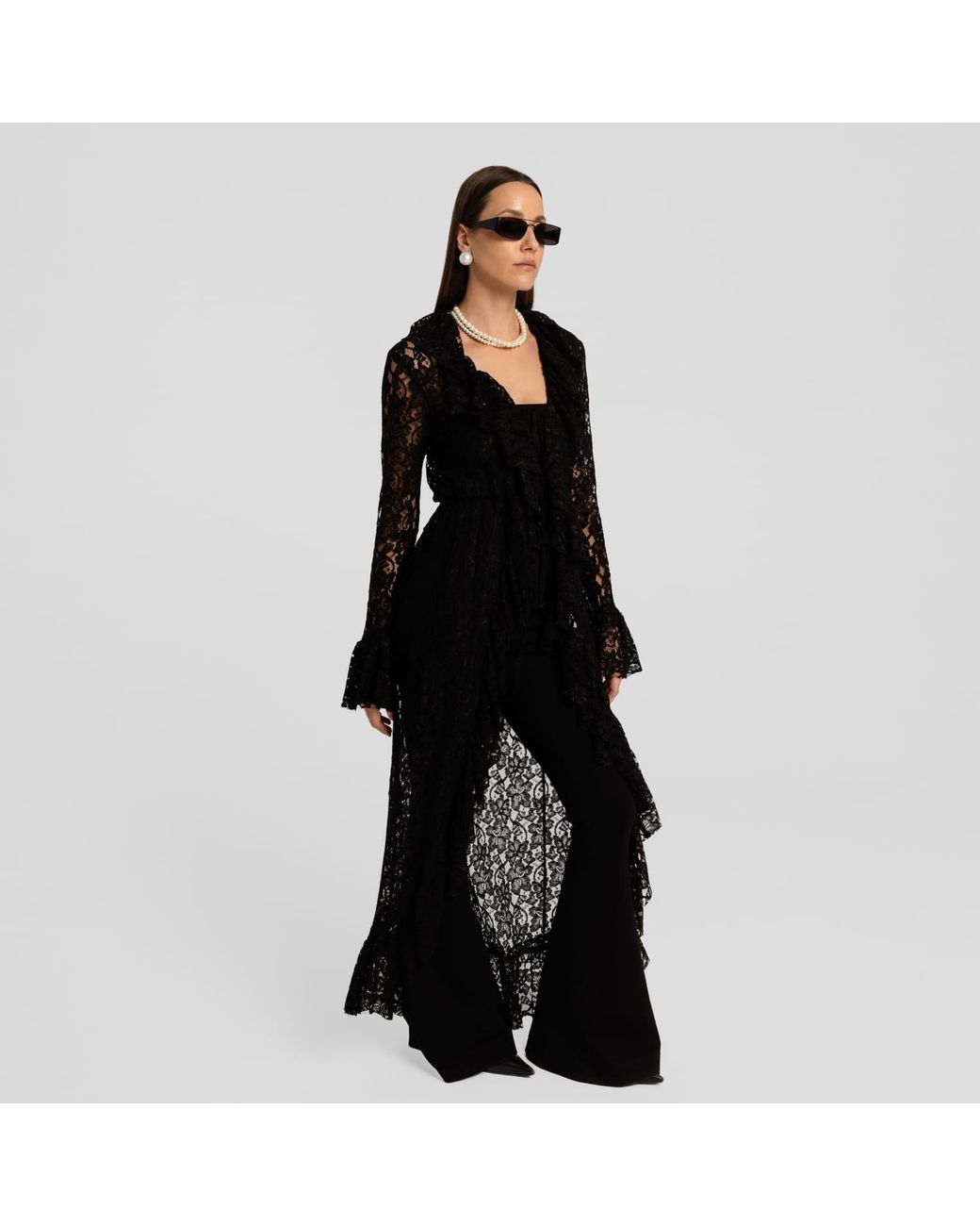 Mandragora Black Long Laced Blouse Leya
