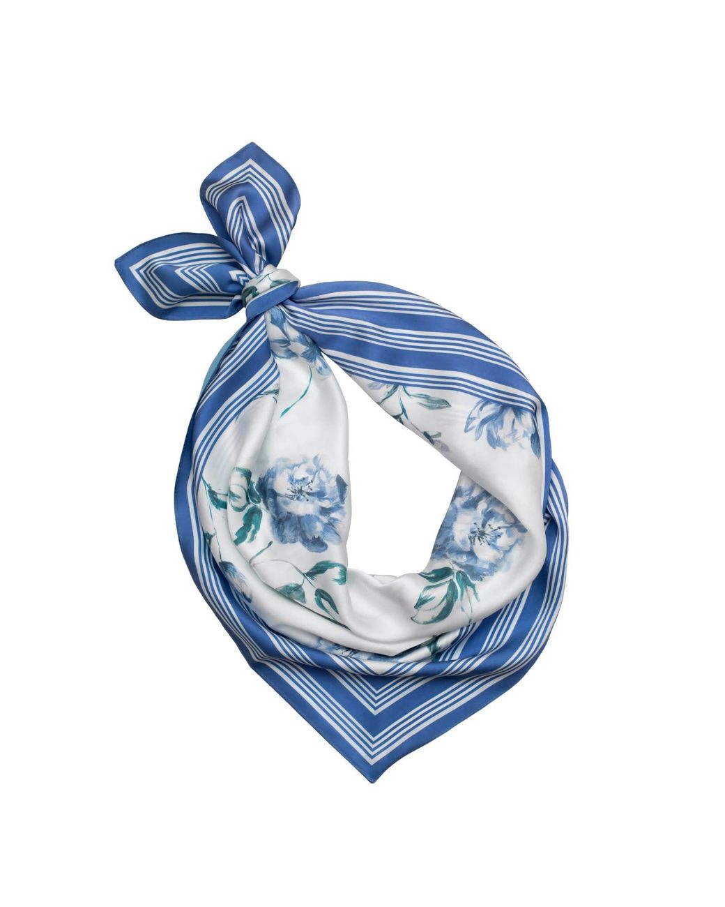 RainSisters Blue Large Floral Natural Silk Scarf