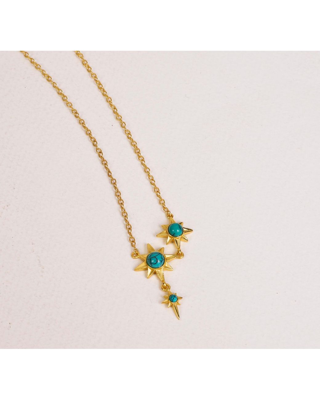 Lila Rasa Metallic Celestial North Star Necklace Gemstone